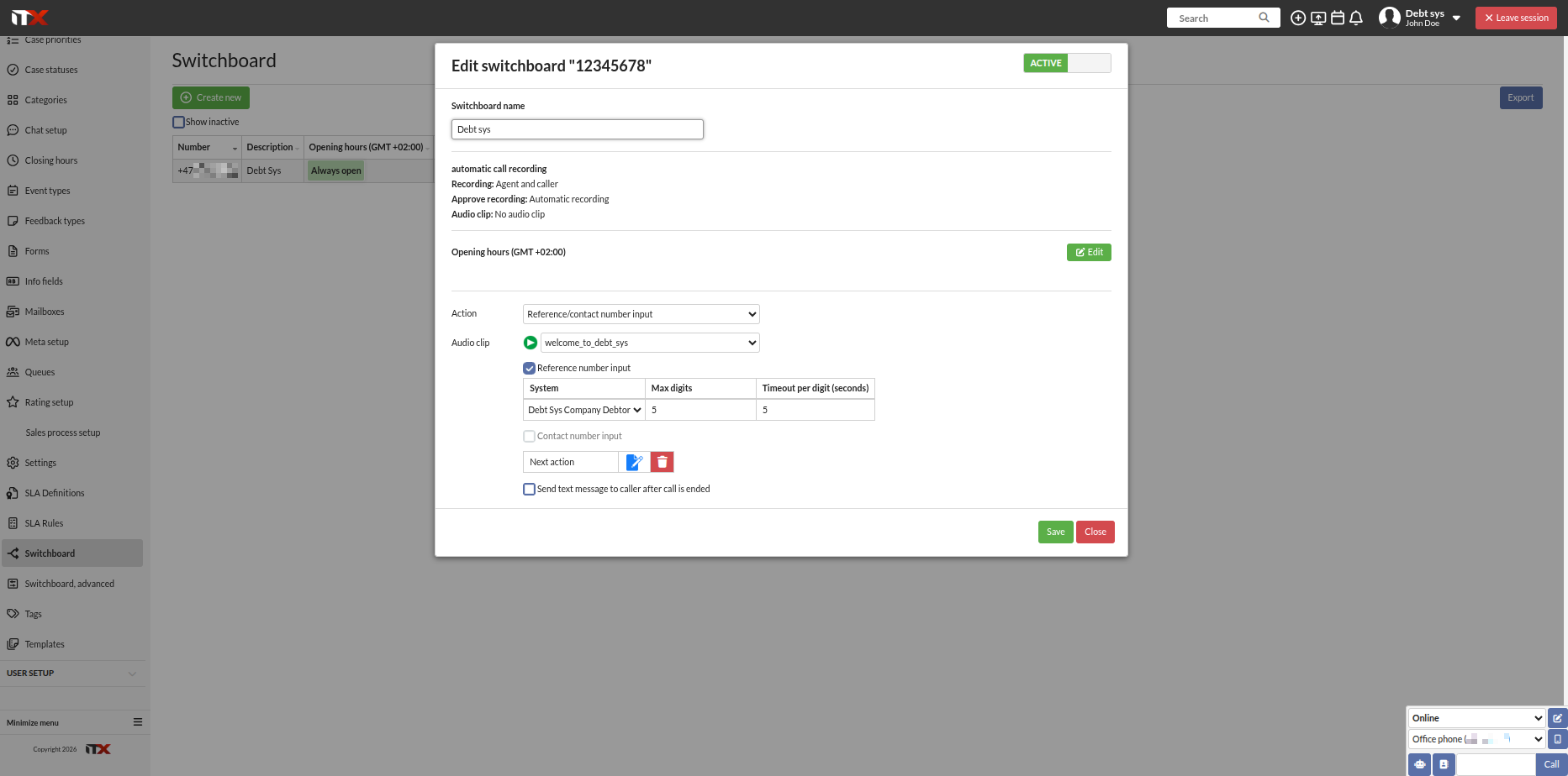 Reference number (case number)